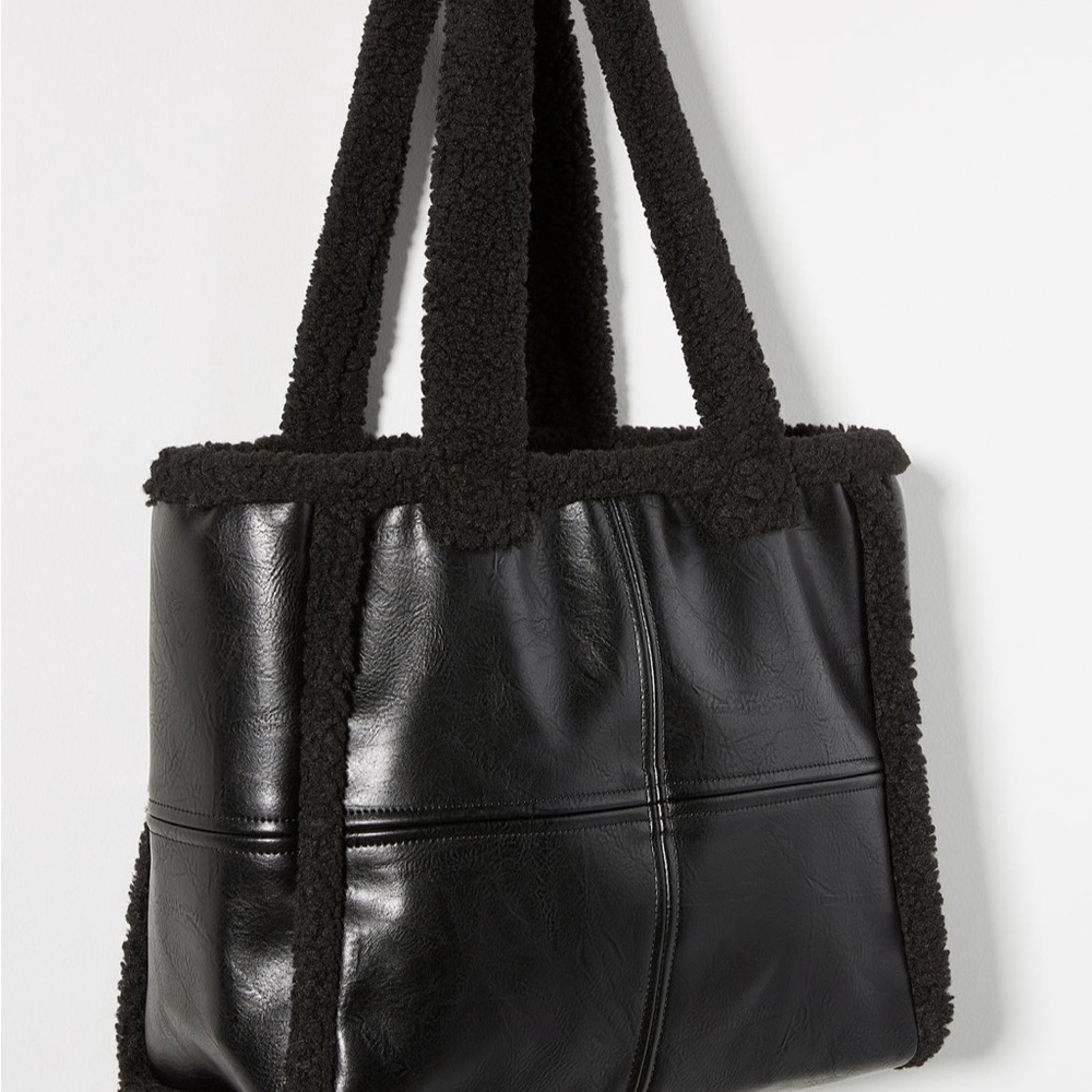 Anthropologie Faux Leather Sherpa Tote Bag - Picture 2 of 6